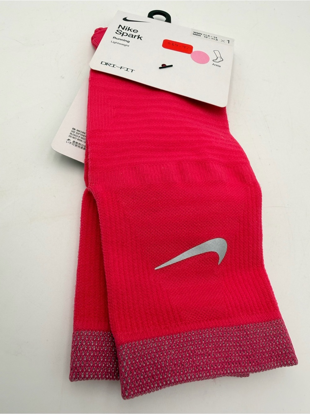 Nike Spark Running Socks in Bright Pink with Silver Swoosh